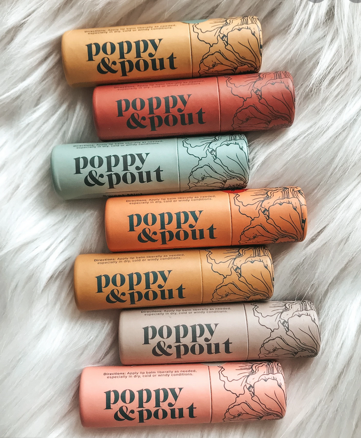 poppy and pout moisturizing lip balm