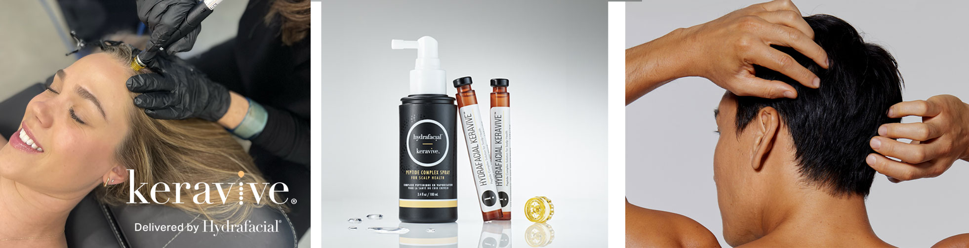 Hydrafacial Keravive improves scalp health and encourages natural hair growth.